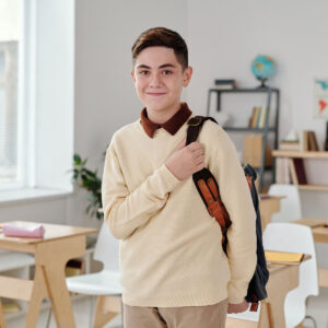 Young student with backpack
