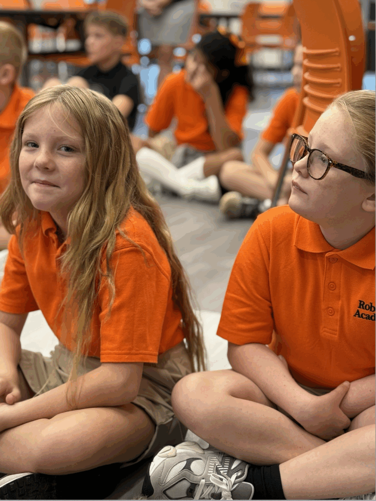 Juliana and Rebekah Yaffee on the first day of school at Roberts Academy at Mercer University in Macon, Georgia